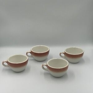 Vintage Jackson China Diner Coffee Cups Set of 4 Cream Rose Pink Drip USA